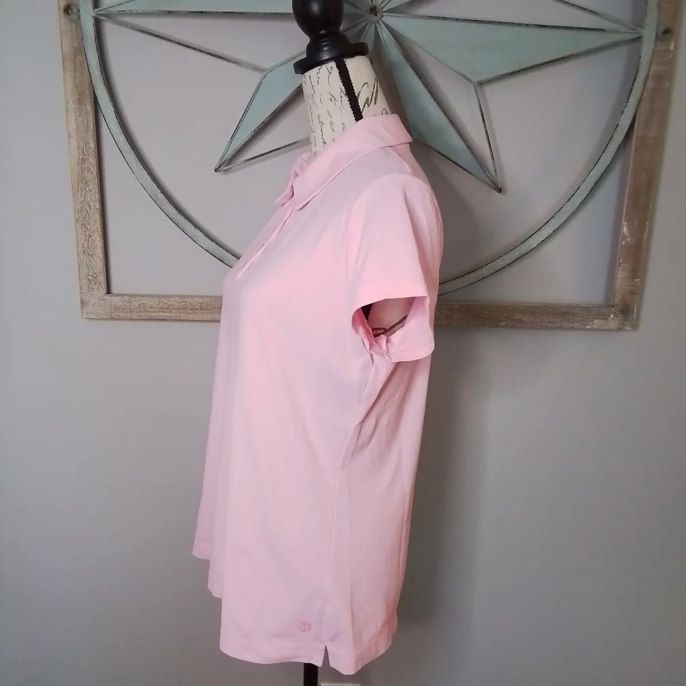 Lilly Pulitzer Luxletic Frida Scallop Polo Conch Shell Pink - L - Picture 11 of 16